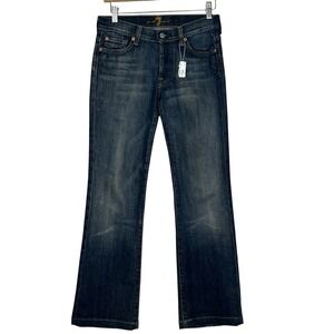 7 For All Mankind Boy Cut Jeans Women's Size 27 Dark Wash Button Fly Bootcut NWT